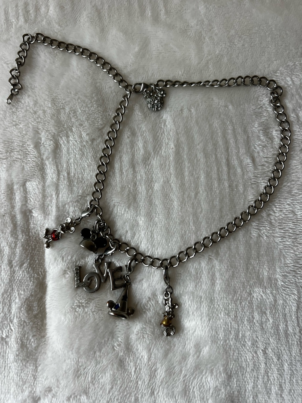 Silver Disney Parks Charm Necklace with Collectible Charms